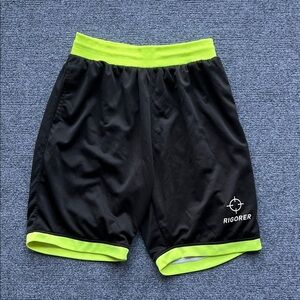 Igor Black Athletic Shorts with Neon Yellow-Green Trim